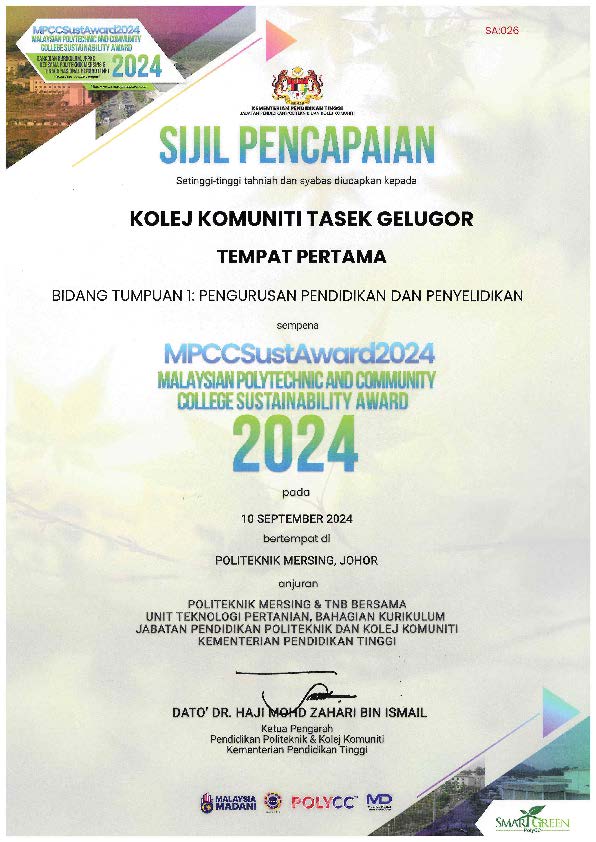 Sijil Pencapaian BT1 Johan